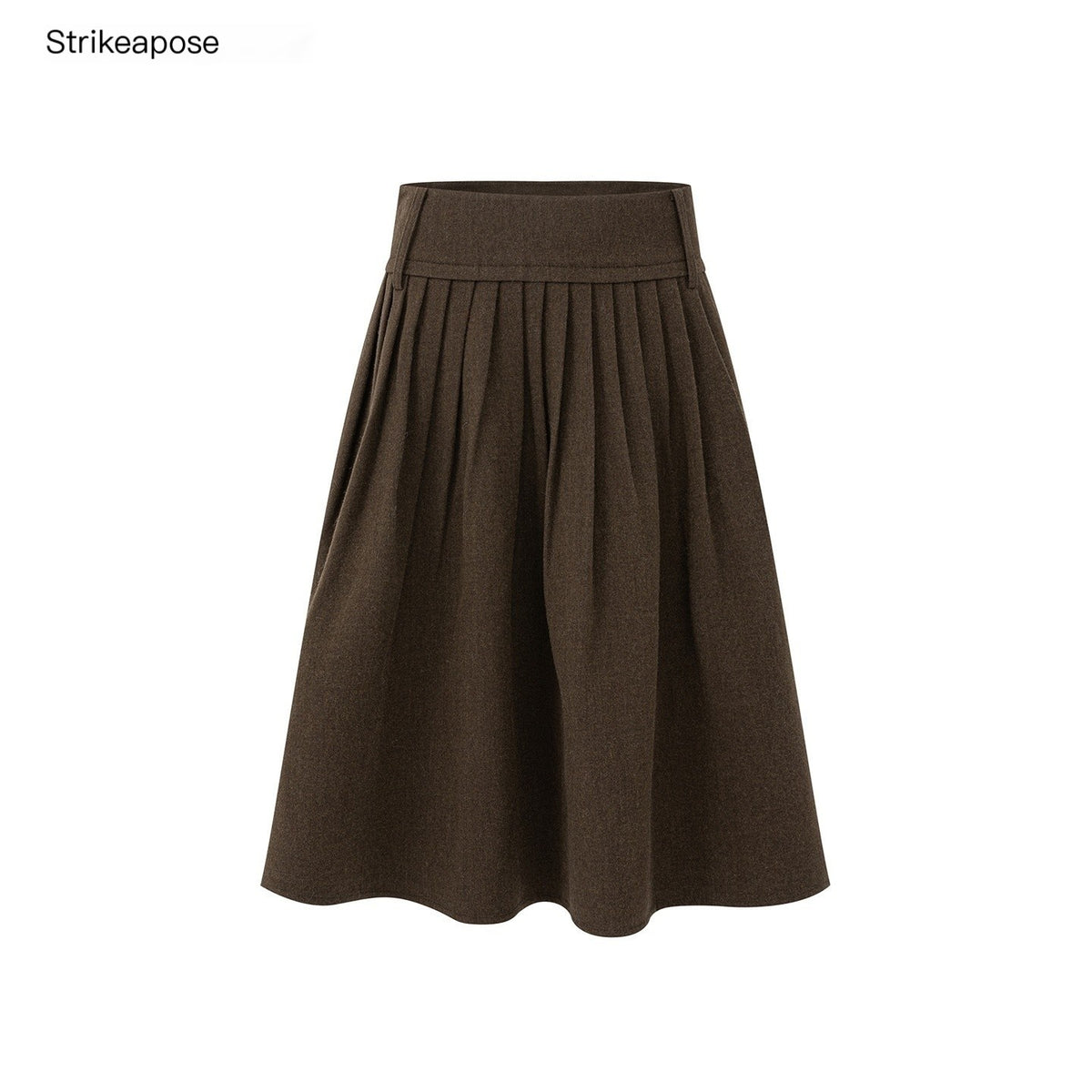 STRIKE_A_POSE_Pleated_Low_Waist_Wool_Blend_A_Line_Women&