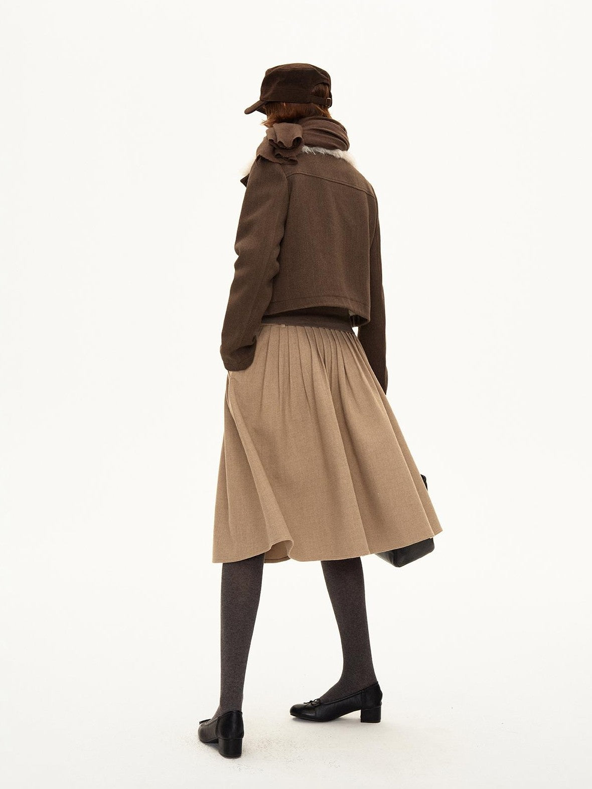 STRIKE A POSE Pleated Low Waist Wool Blend A Line Women&