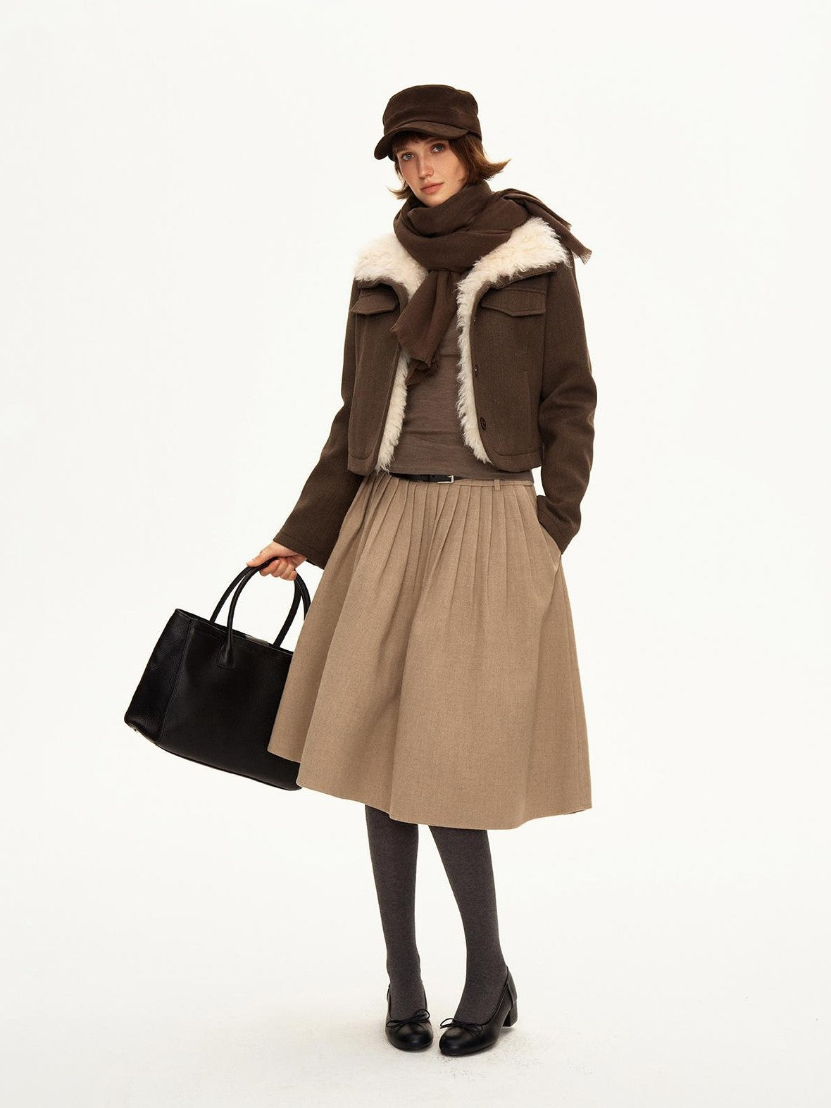 STRIKE A POSE Pleated Low Waist Wool Blend A Line Women&