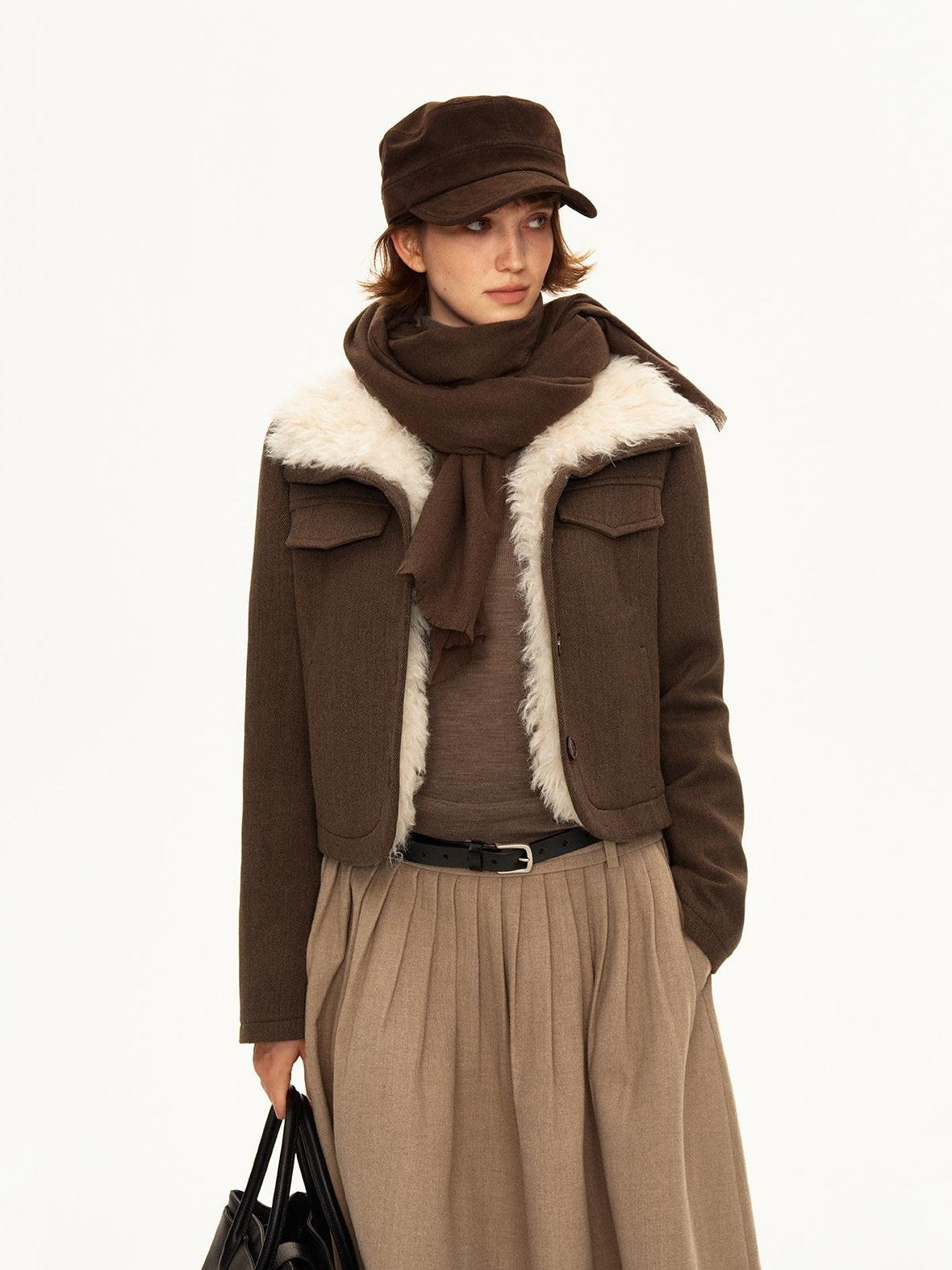 STRIKE A POSE Pleated Low Waist Wool Blend A Line Women&