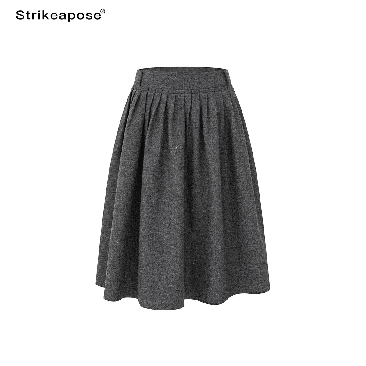 STRIKE_A_POSE_Pleated_Wool_Blend_Loose_Umbrella_A_Line_Women&