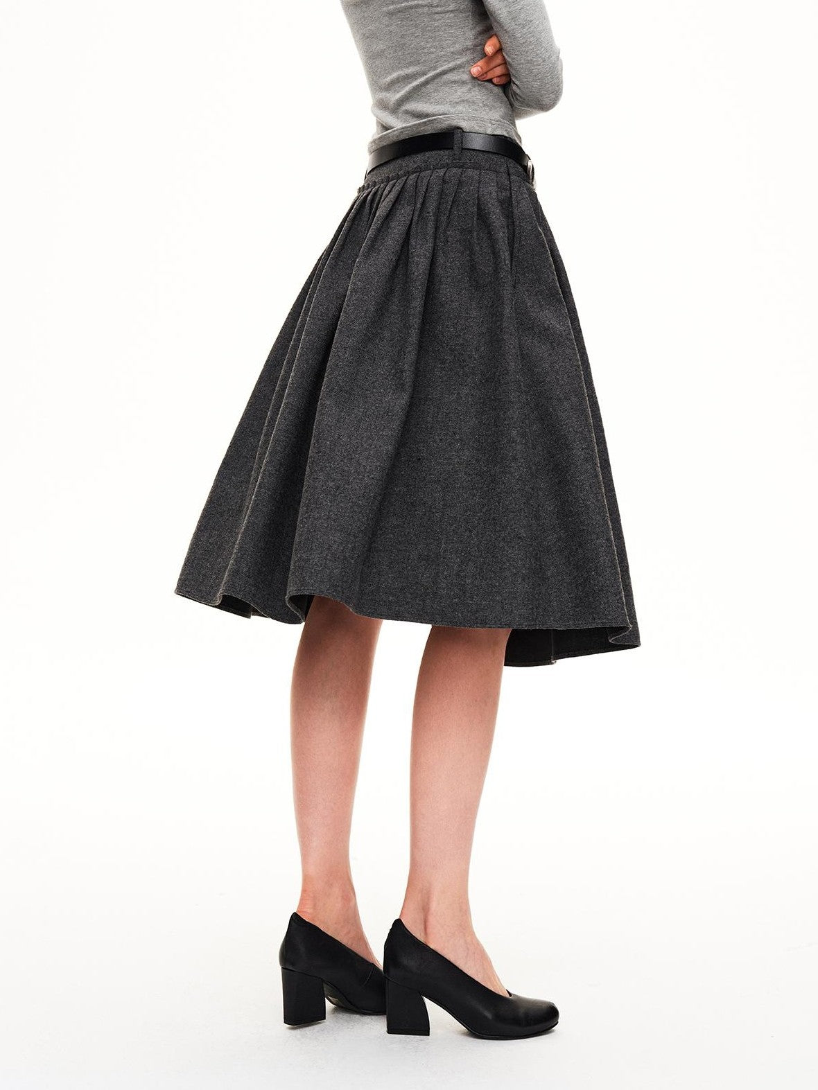 STRIKE A POSE Pleated Wool Blend Loose Umbrella A Line Women&