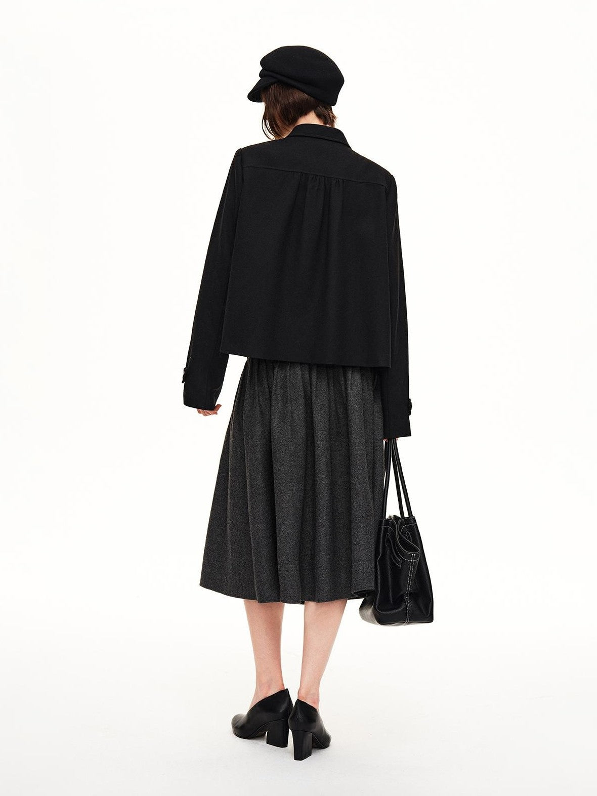 STRIKE A POSE Pleated Wool Blend Loose Umbrella A Line Women&