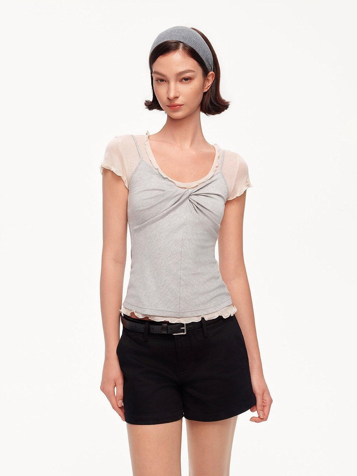 STRIKE A POSE Ruffle Edge Cinched Waist Women&