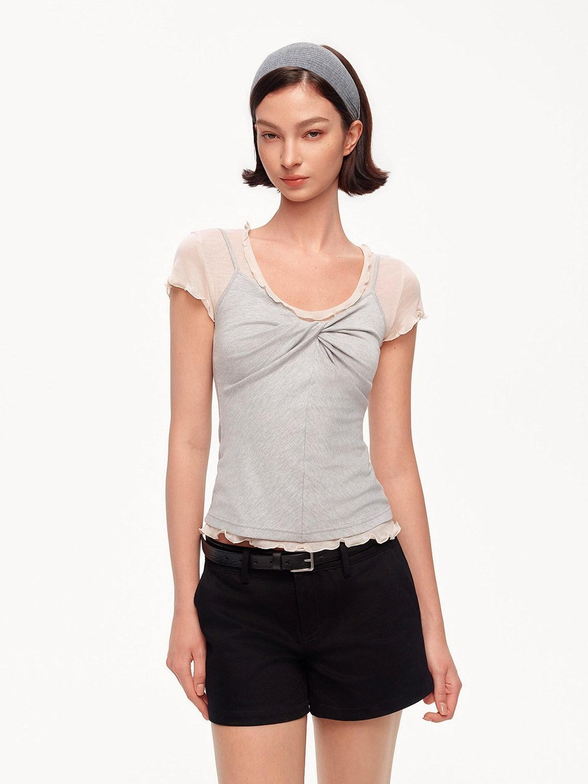 STRIKE A POSE Ruffle Edge Cinched Waist Women&