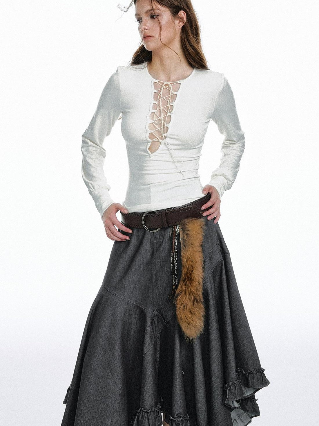 STRIKE A POSE Sexy Lace Up Cutout Slim Fit Solid Women&