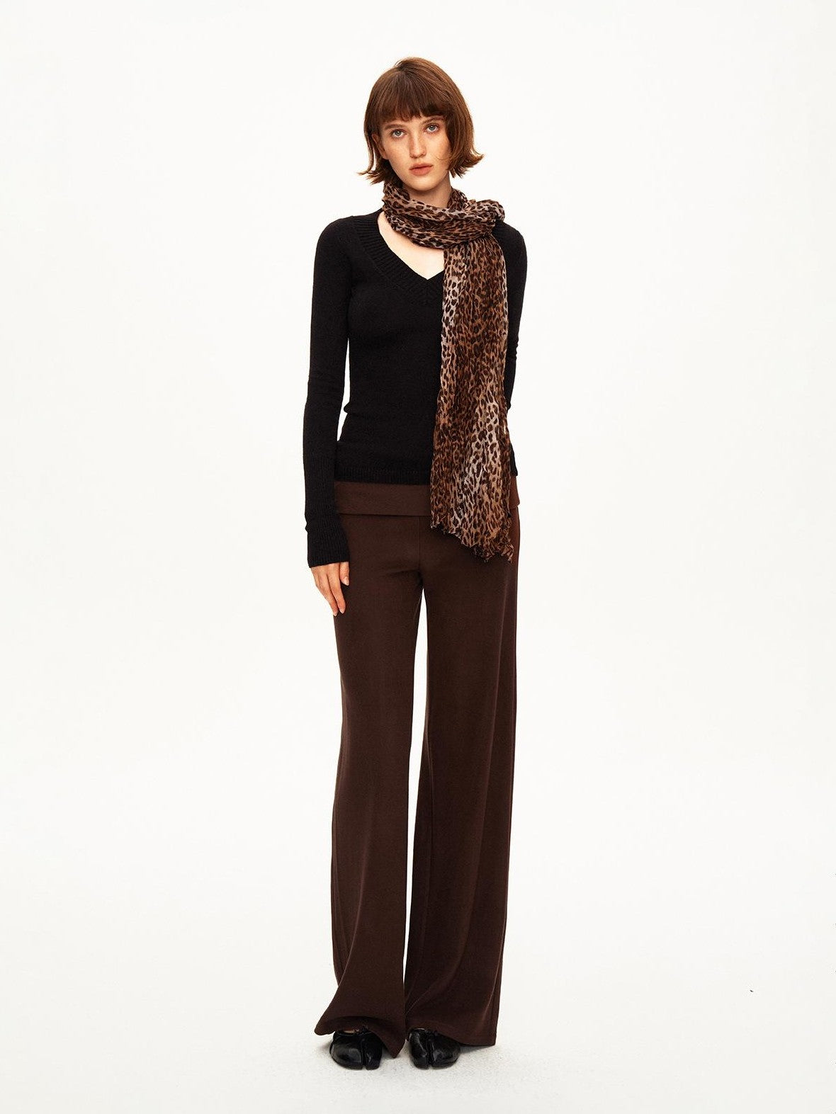 STRIKE A POSE Solid Knit Low Rise Flared Wool Blend Women&