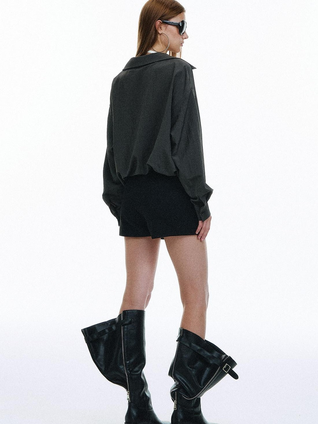 STRIKE A POSE Solid Loose Drape Collar Women&