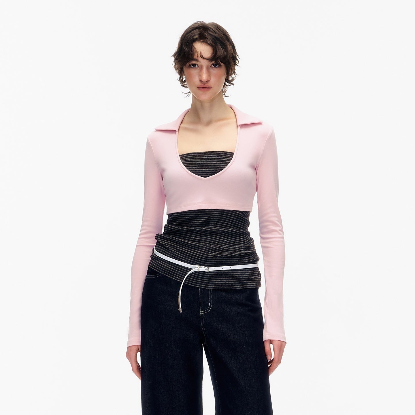 STRIKE_A_POSE_Striped_Colorblock_Deep_V_Knit_Women&