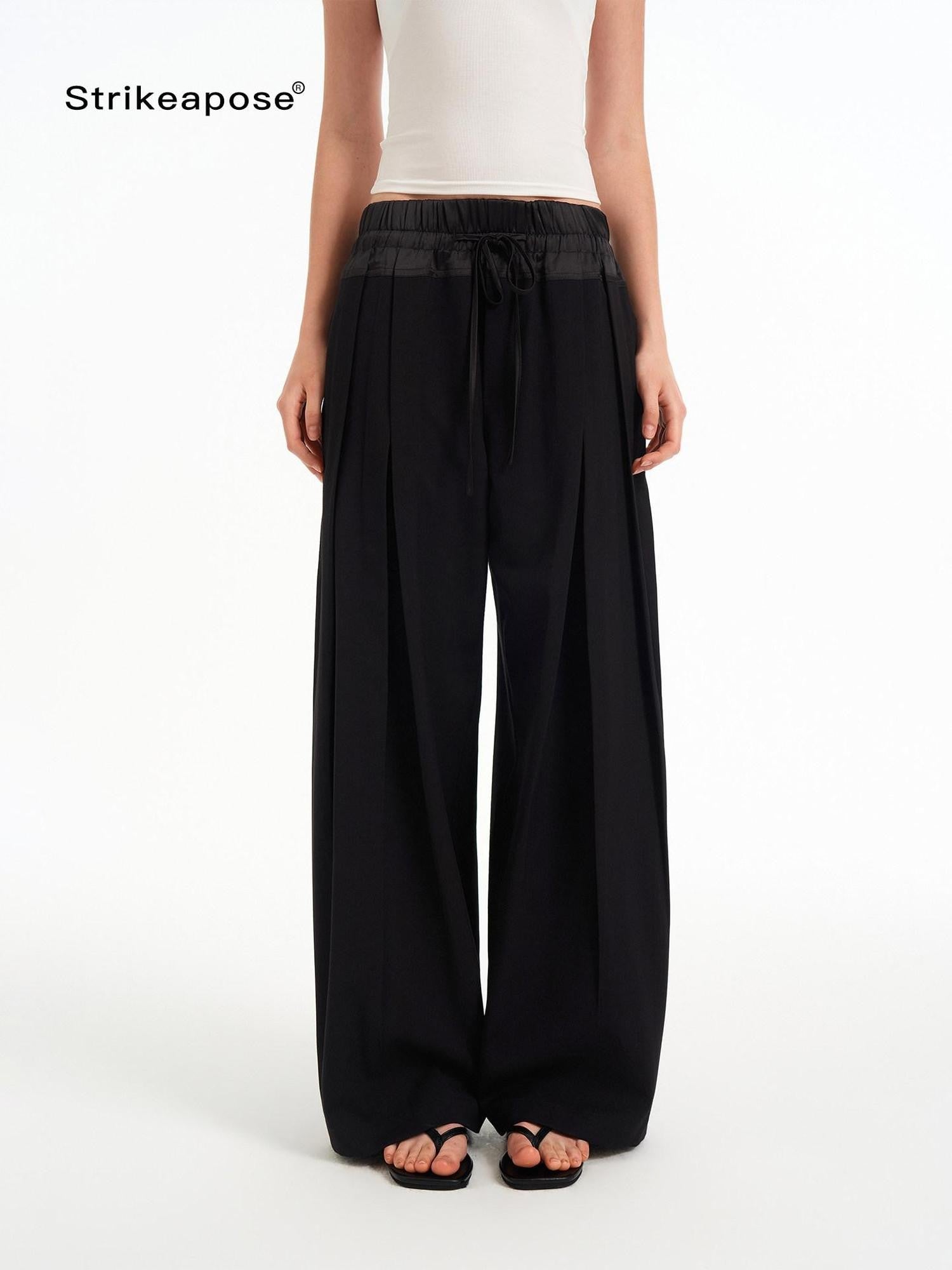 STRIKE A POSE Textured Colorblock High Waist Stretch Loose Women&