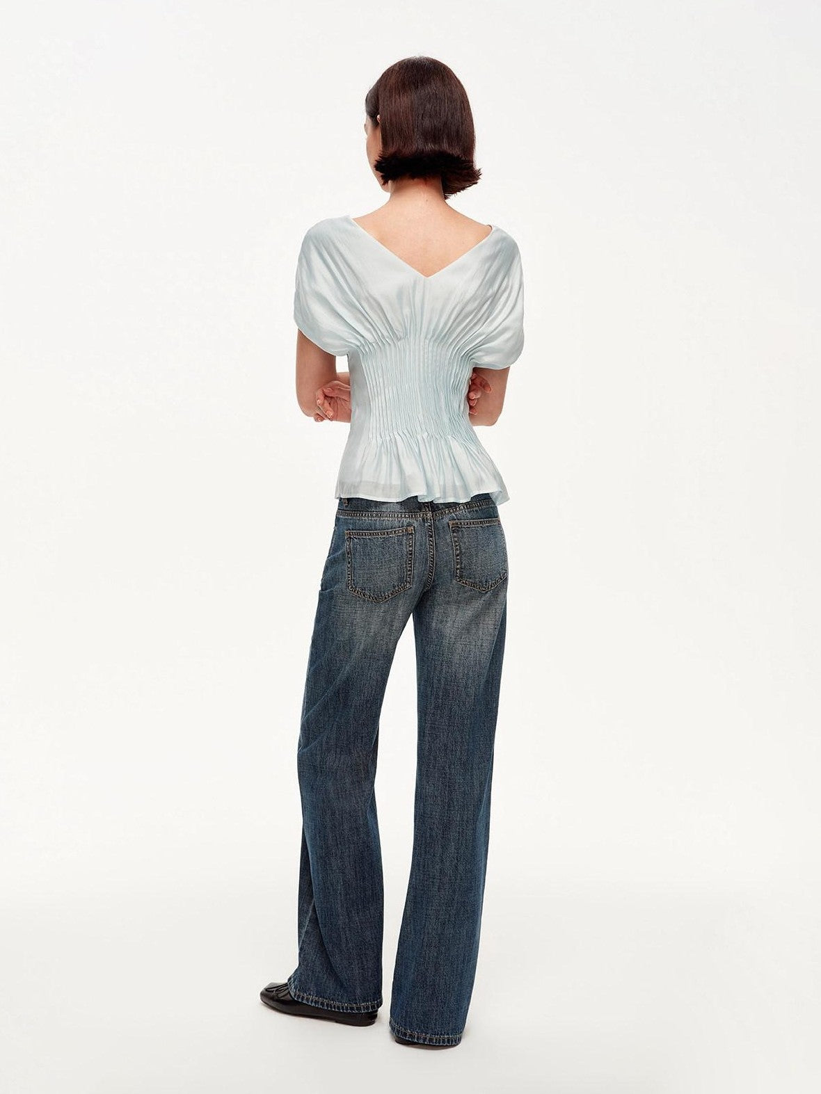 STRIKE A POSE Textured V-neck Waist Tuck 3d Tailored Women&