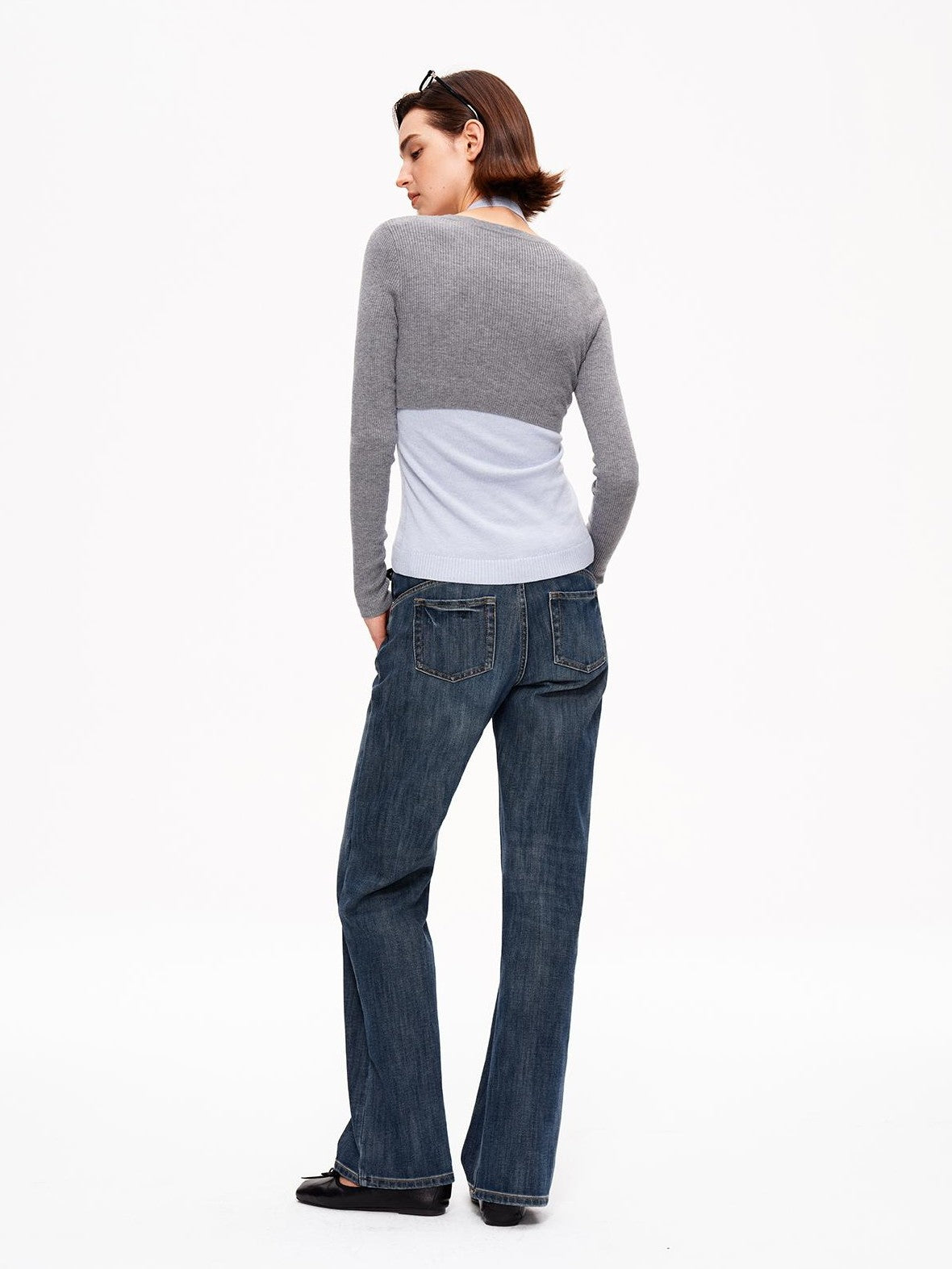 STRIKE A POSE V-neck Colorblock Two Piece Cardigan Knit Shawl Women&