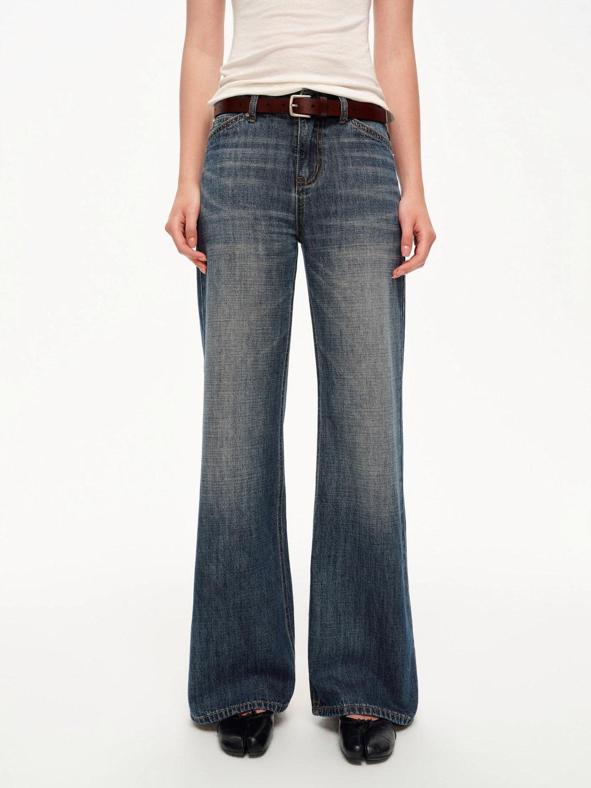 STRIKE A POSE Vintage Blue Gray Washed Low Rise Microstretch Flare Women&