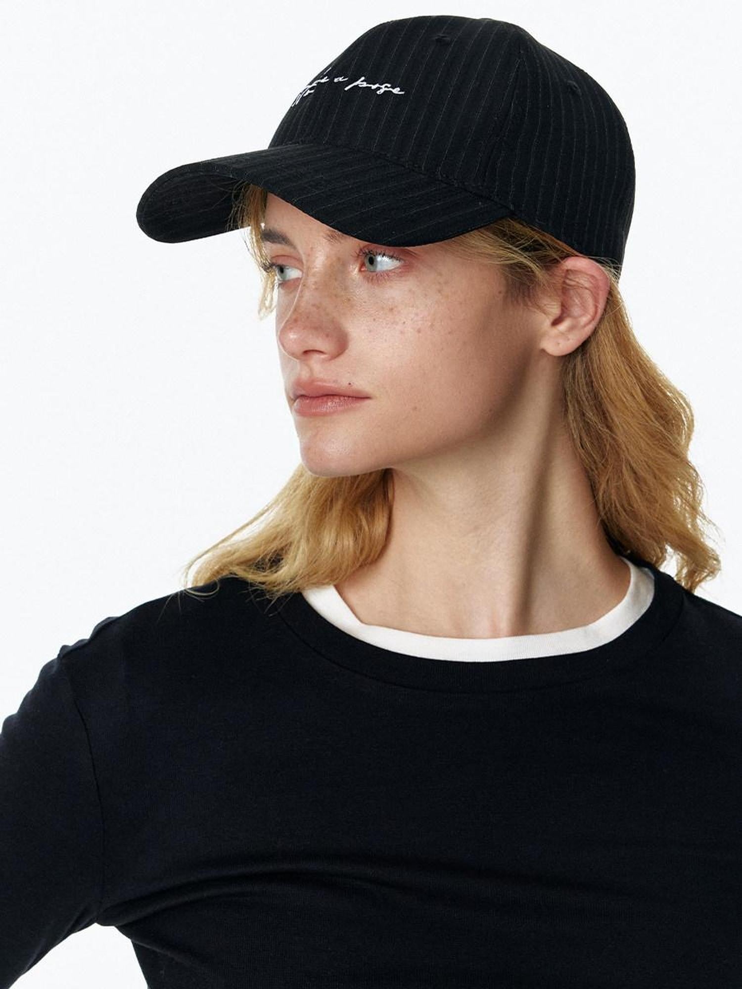 STRIKE A POSE Vintage Distressed Striped Letter Embroidery Women&