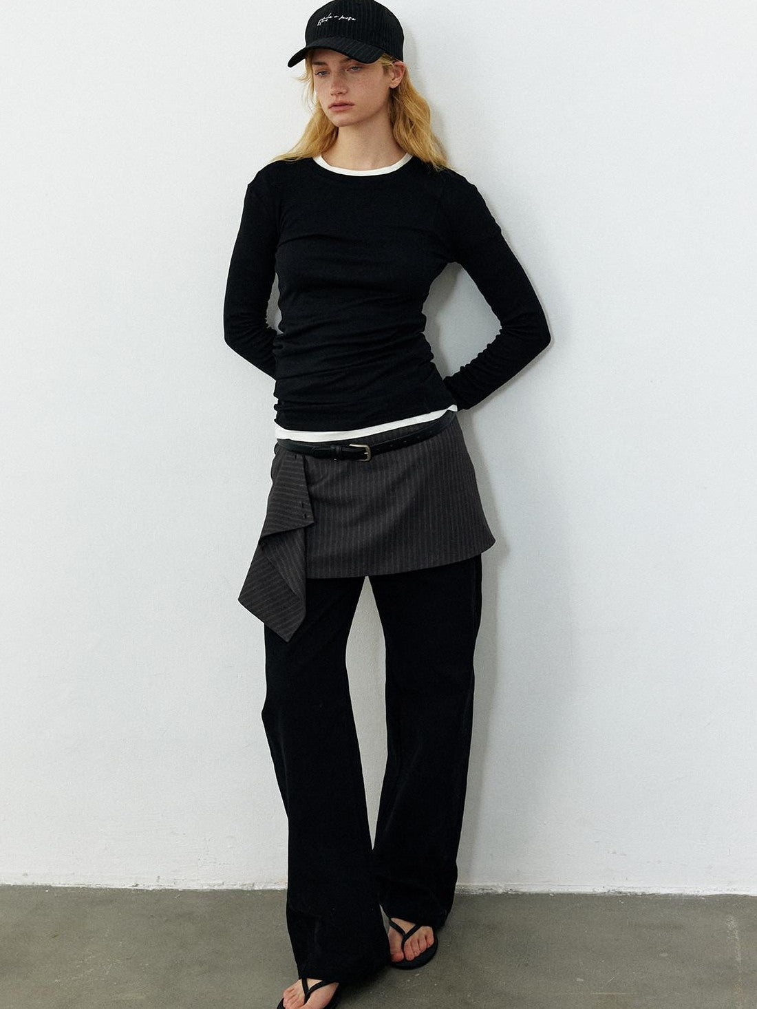 STRIKE A POSE Vintage Distressed Striped Letter Embroidery Women&