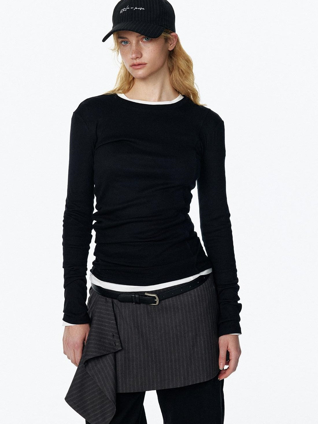 STRIKE A POSE Vintage Distressed Striped Letter Embroidery Women&