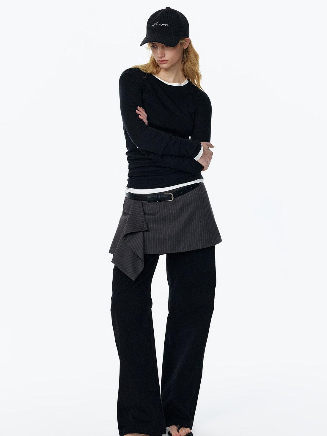 STRIKE A POSE Vintage Distressed Striped Letter Embroidery Women&