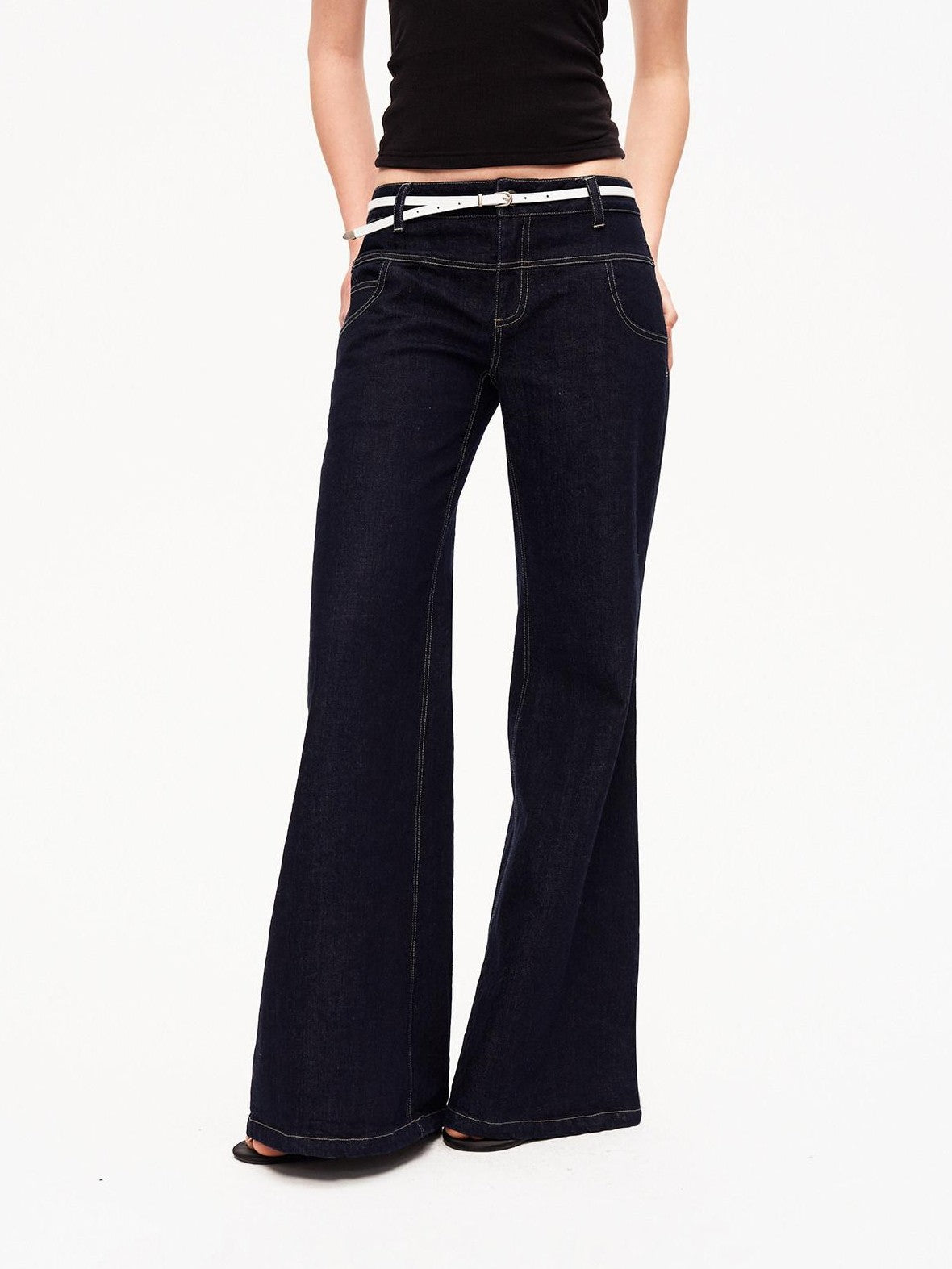 STRIKE A POSE Vintage Low Rise Floor Length Slim Micro Stretch Women&