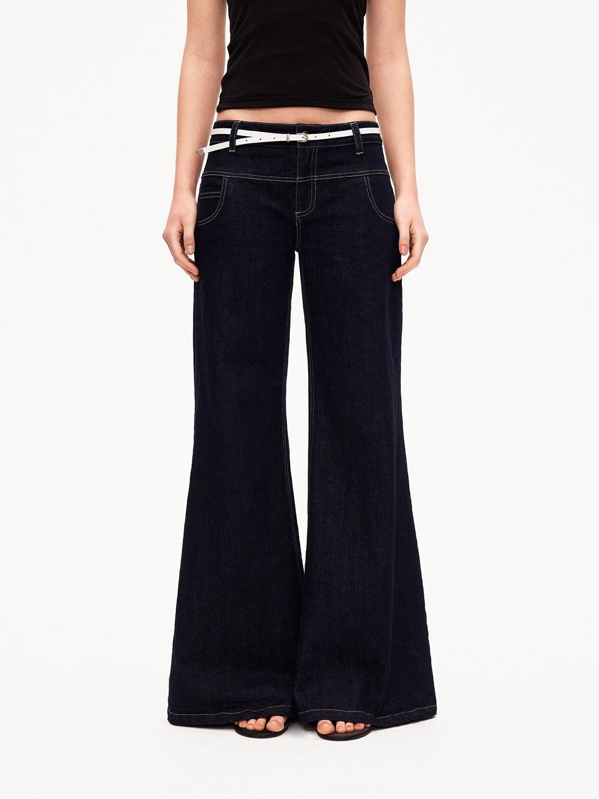 STRIKE A POSE Vintage Low Rise Floor Length Slim Micro Stretch Women&