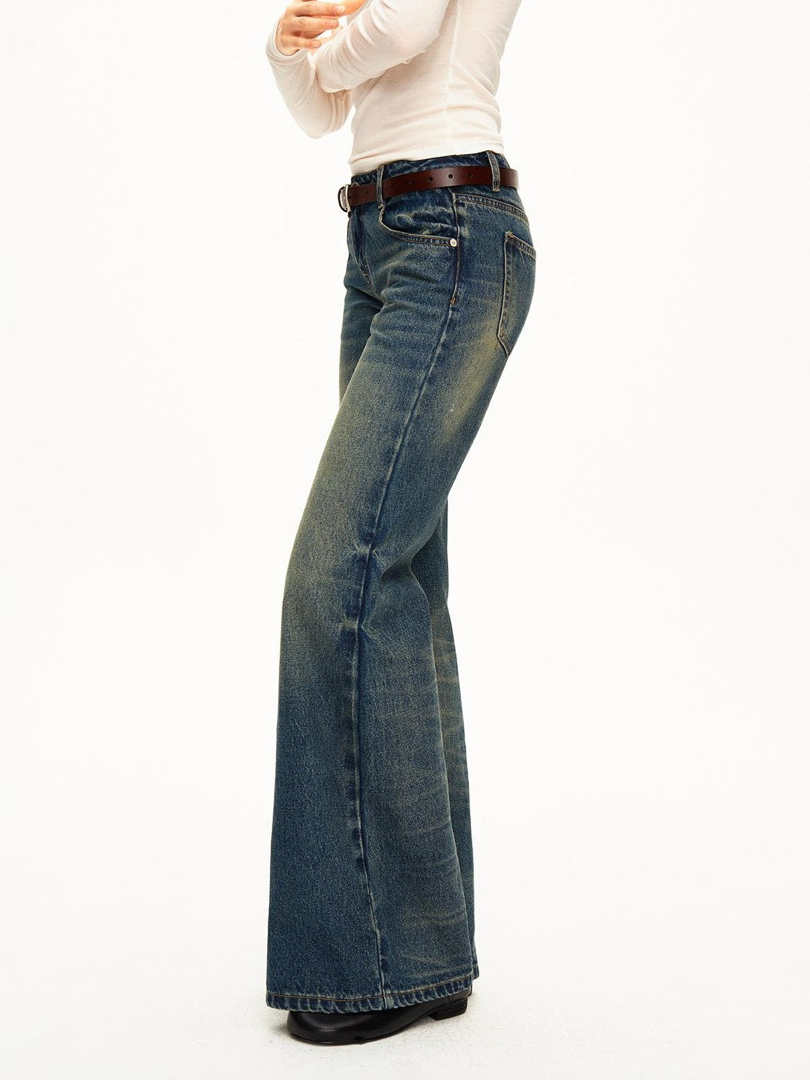 STRIKE A POSE Vintage Wash Distressed Modern Low Rise Cotton Women&