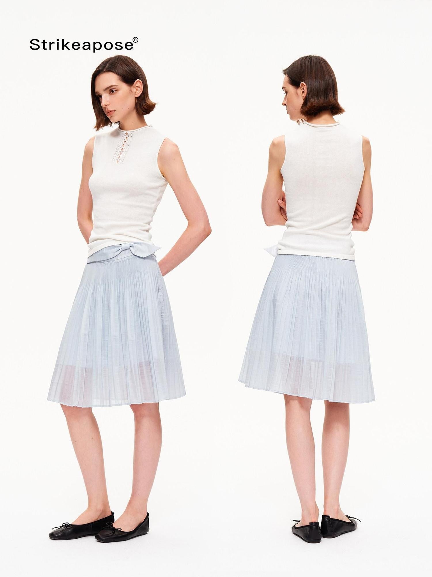 STRIKE A POSE Voluminous Umbrella Pleated Bow High Waist Women&