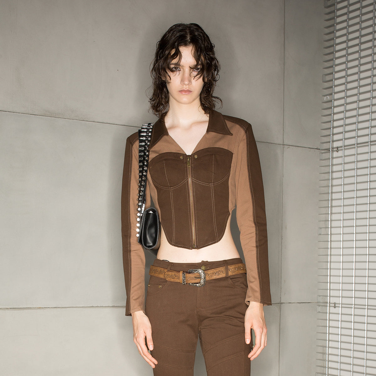 UpdateNN NORTH NODE Vintage Autumn Winter Patchwork Short Fitted Shirt