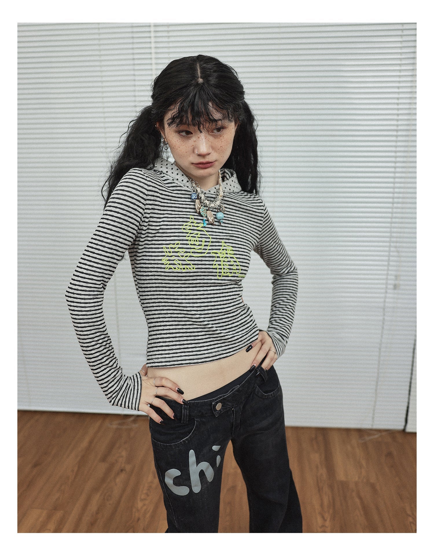 Achihara Universe Stripe Hoodie Soft Vintage Print Tee