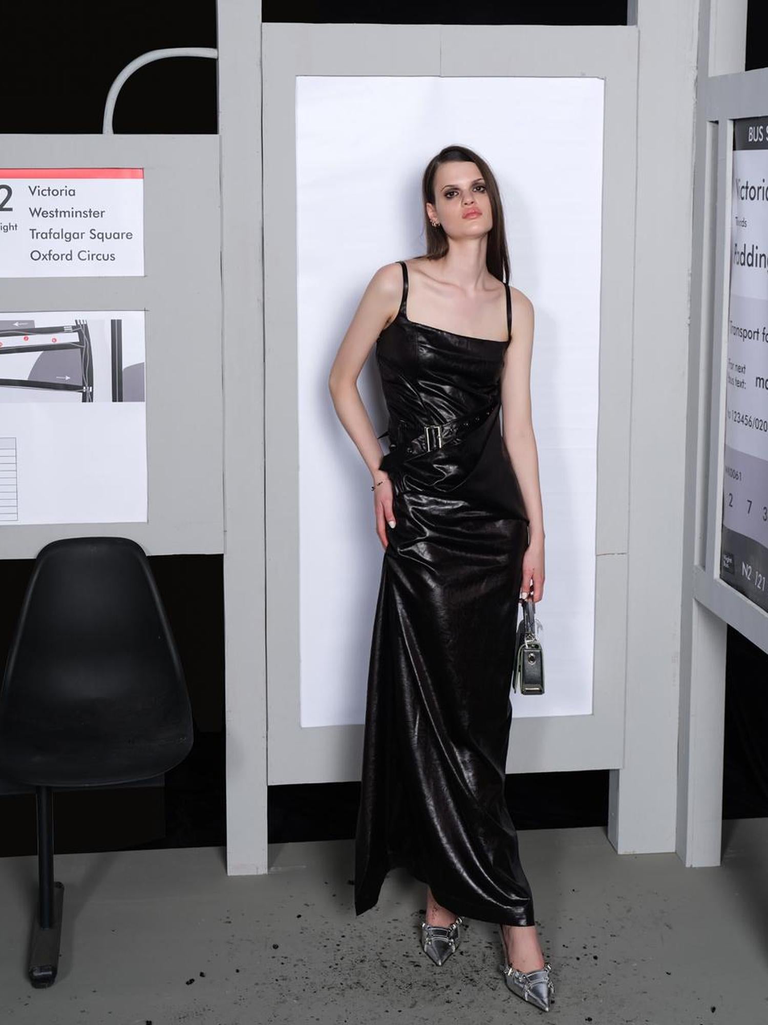 NN NORTH NODE Satin Slip Dress With Belt Dresses