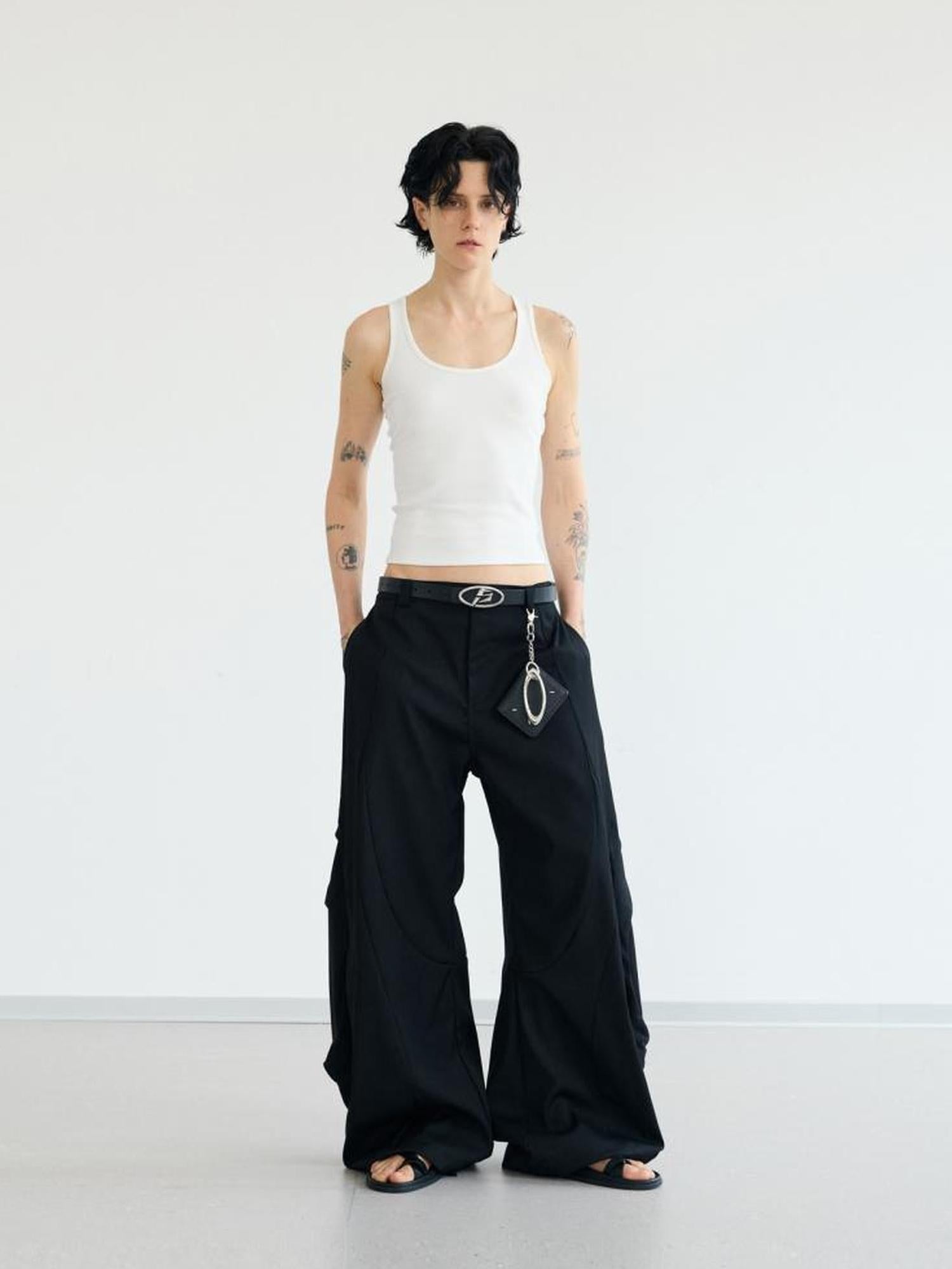 Peoplesense Scimitar Wide Leg Unisex Trousers Free Fit Polyester