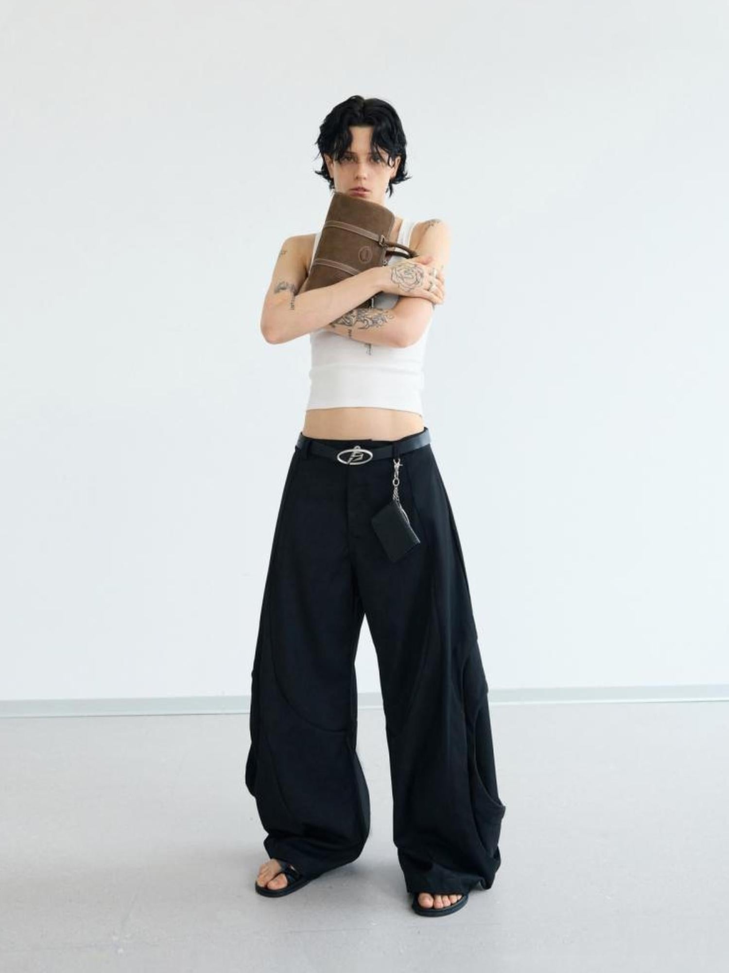 Peoplesense Scimitar Wide Leg Unisex Trousers Free Fit Polyester
