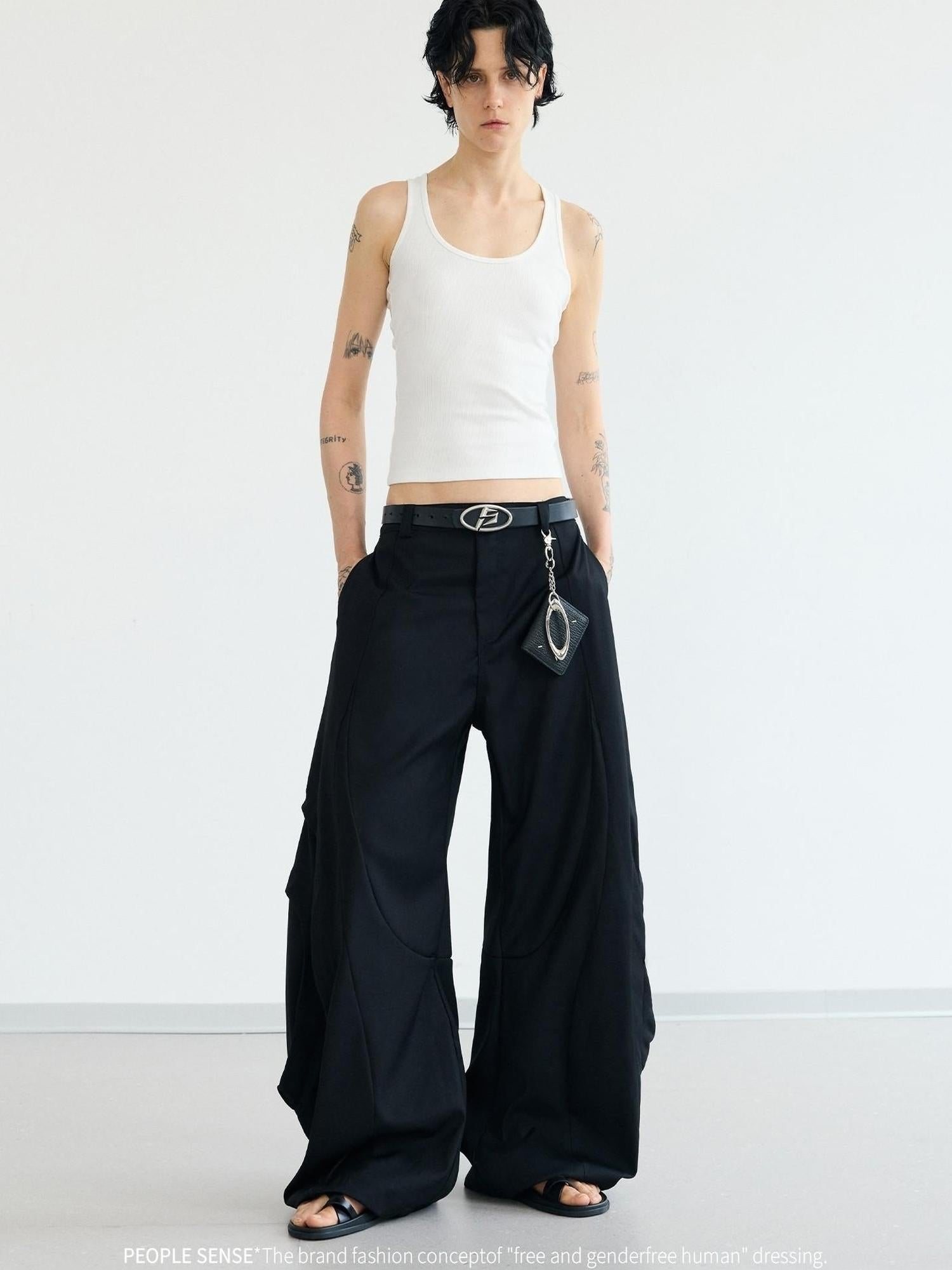 Peoplesense Scimitar Wide Leg Unisex Trousers Free Fit Polyester