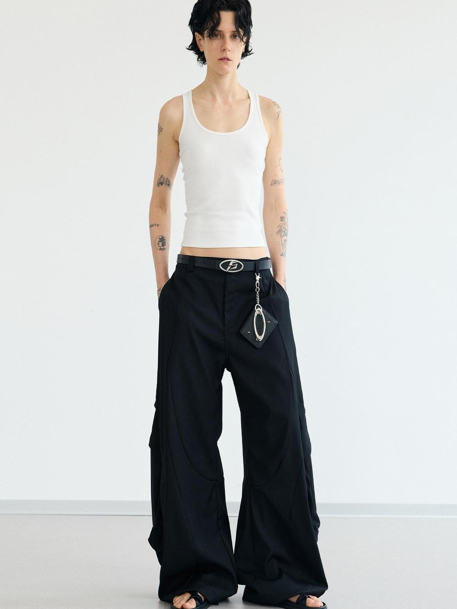 Peoplesense Scimitar Wide Leg Unisex Trousers Free Fit Polyester