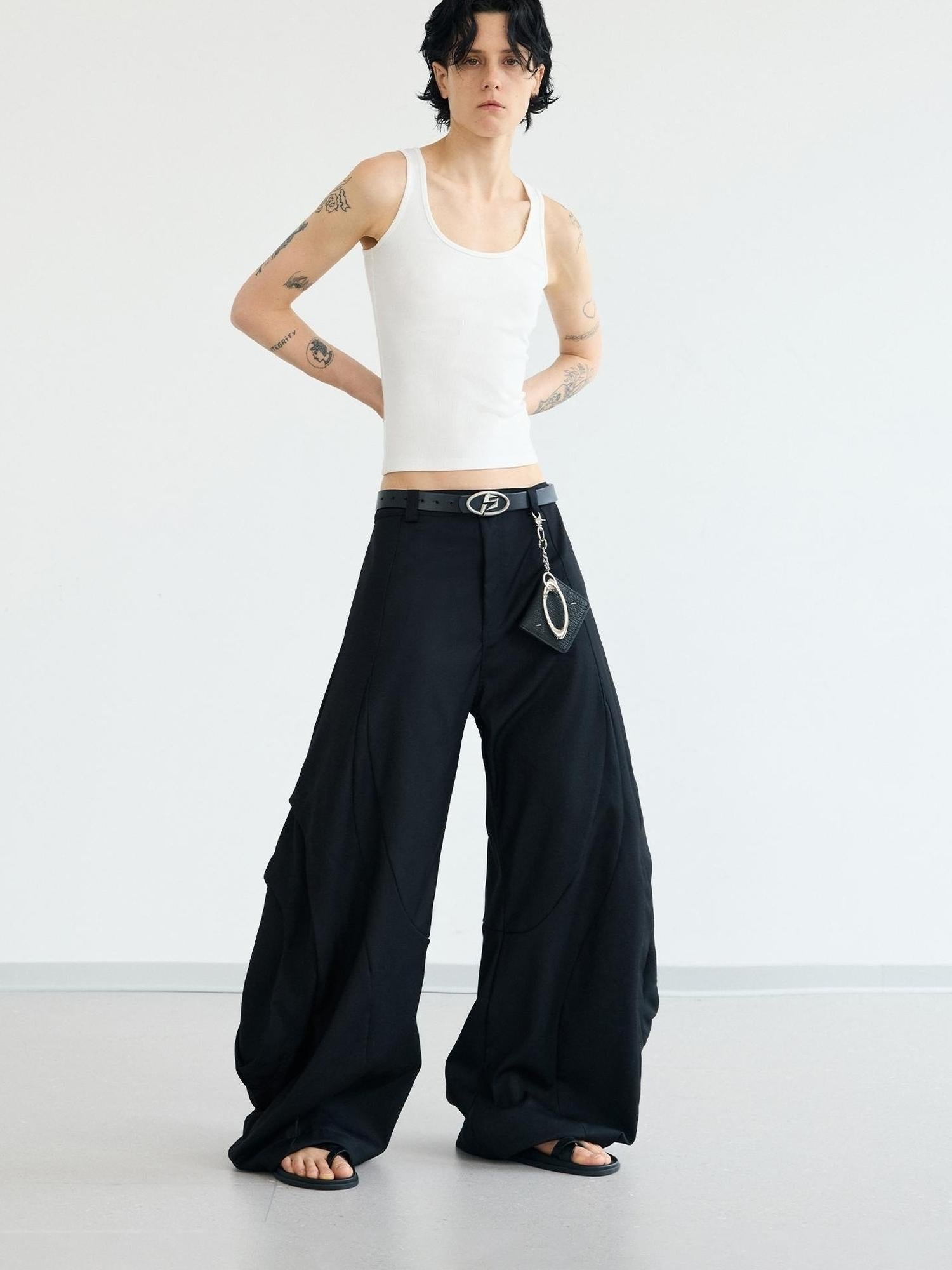 Peoplesense Scimitar Wide Leg Unisex Trousers Free Fit Polyester