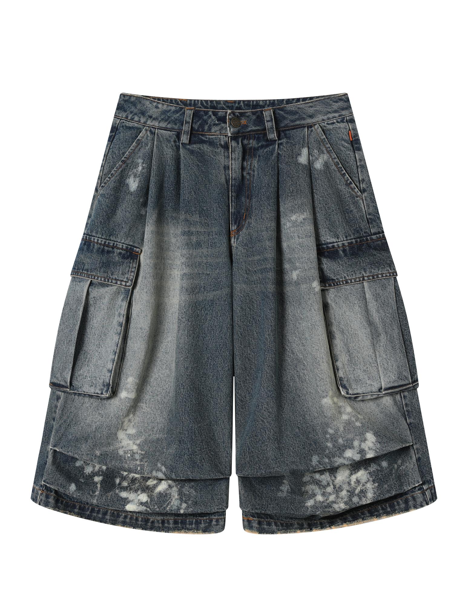 Achihara Seal Freckle Washed Denim Shorts