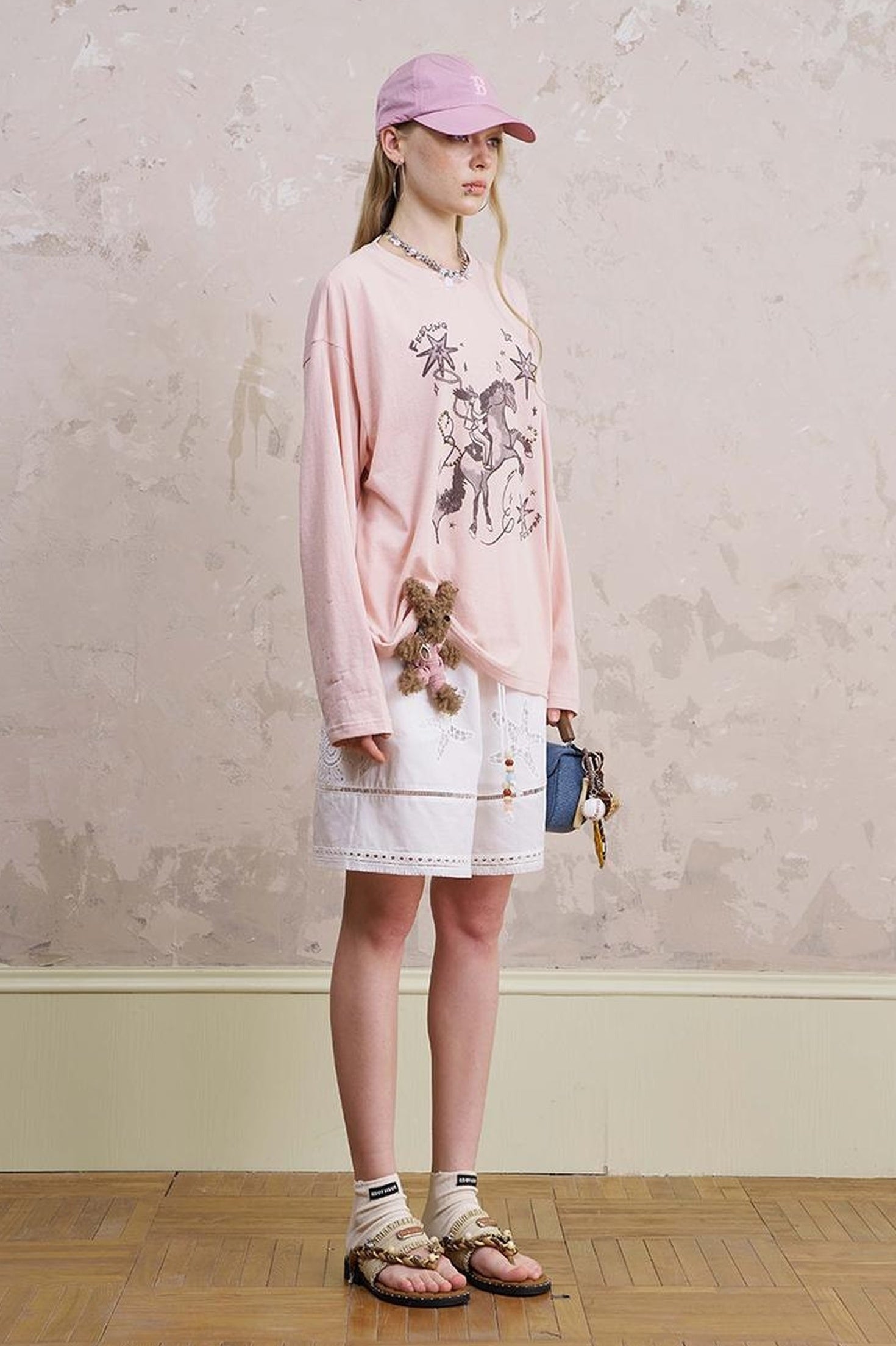 DIDDI MODA Seashell Lace Trim Cotton Shorts