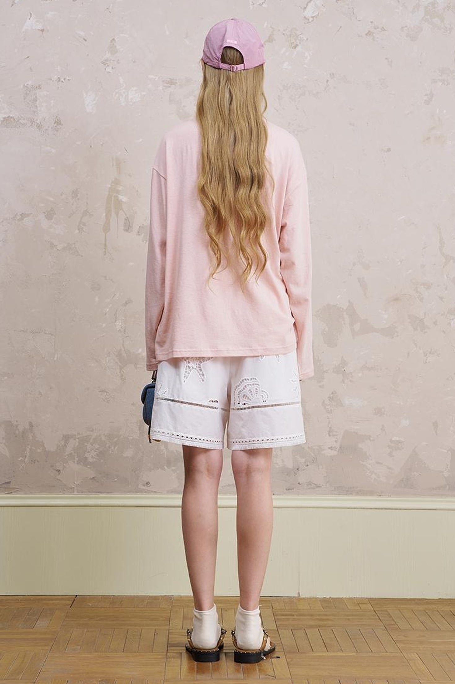 DIDDI MODA Seashell Lace Trim Cotton Shorts
