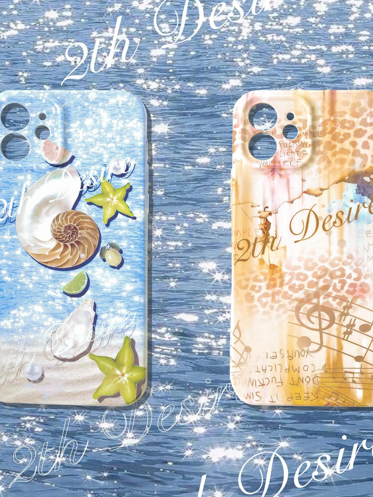 2th Desire Seashell Music Note Print Tpu Phone Case Soft Anti-Drop Case