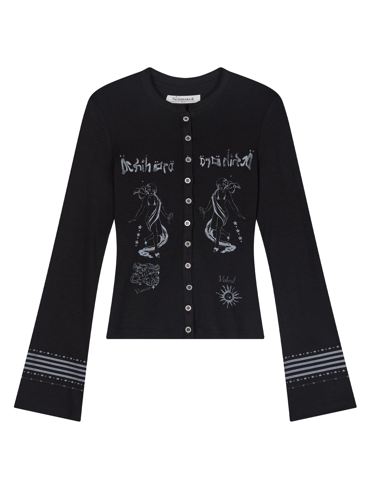 Achihara Autumn Sequence Flared Sleeve Cardigan