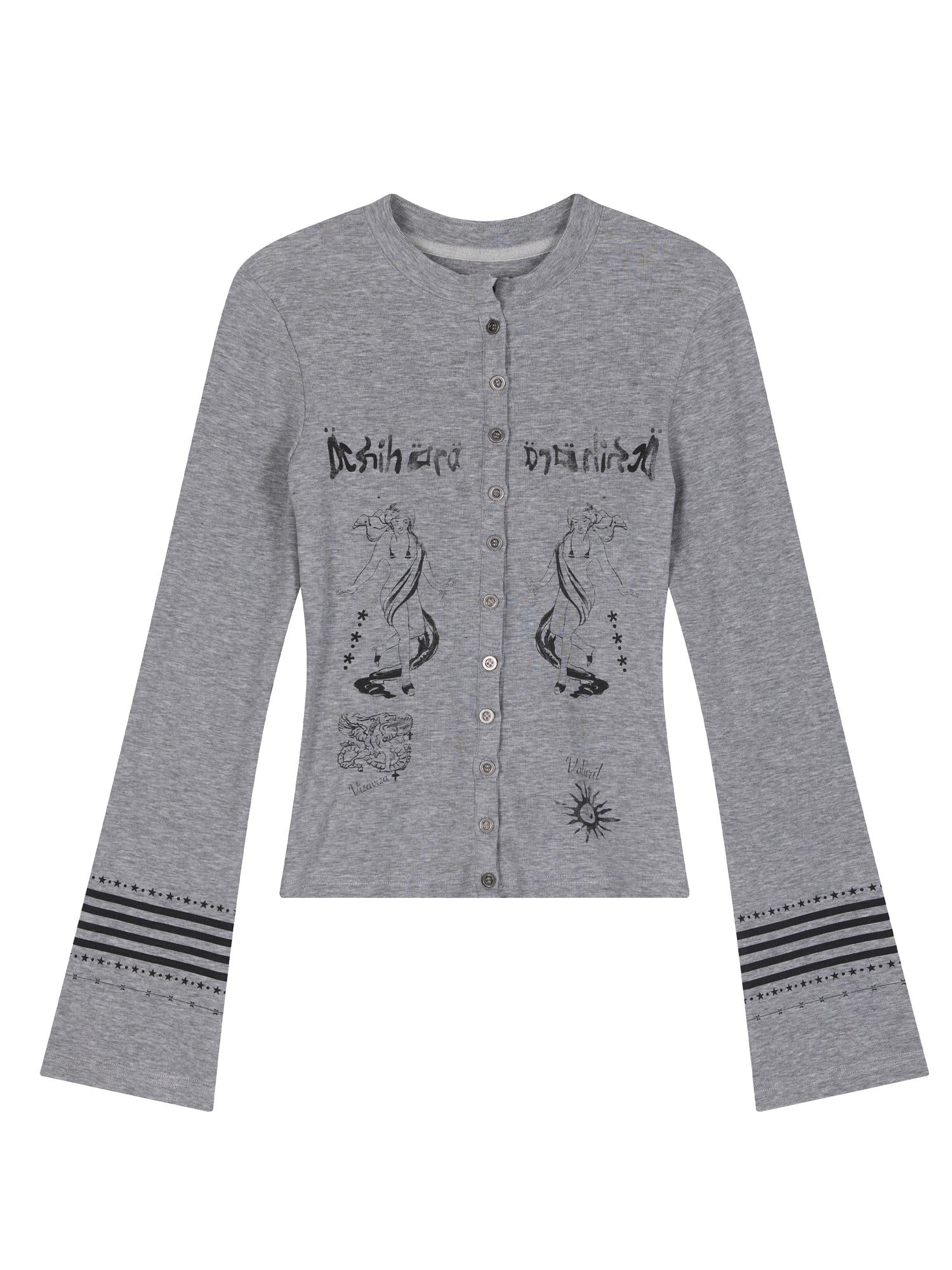Achihara Autumn Sequence Flared Sleeve Cardigan