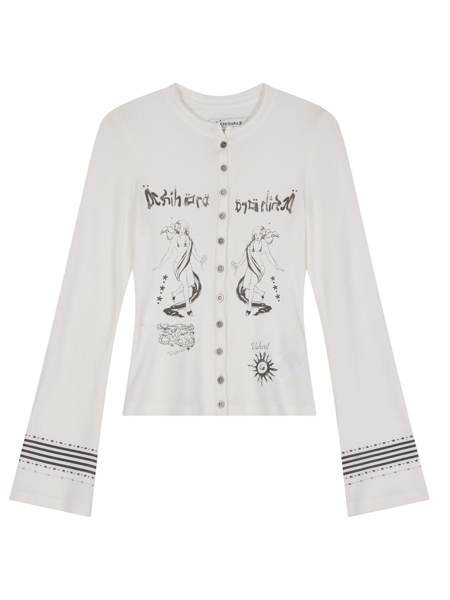 Achihara Autumn Sequence Flared Sleeve Cardigan