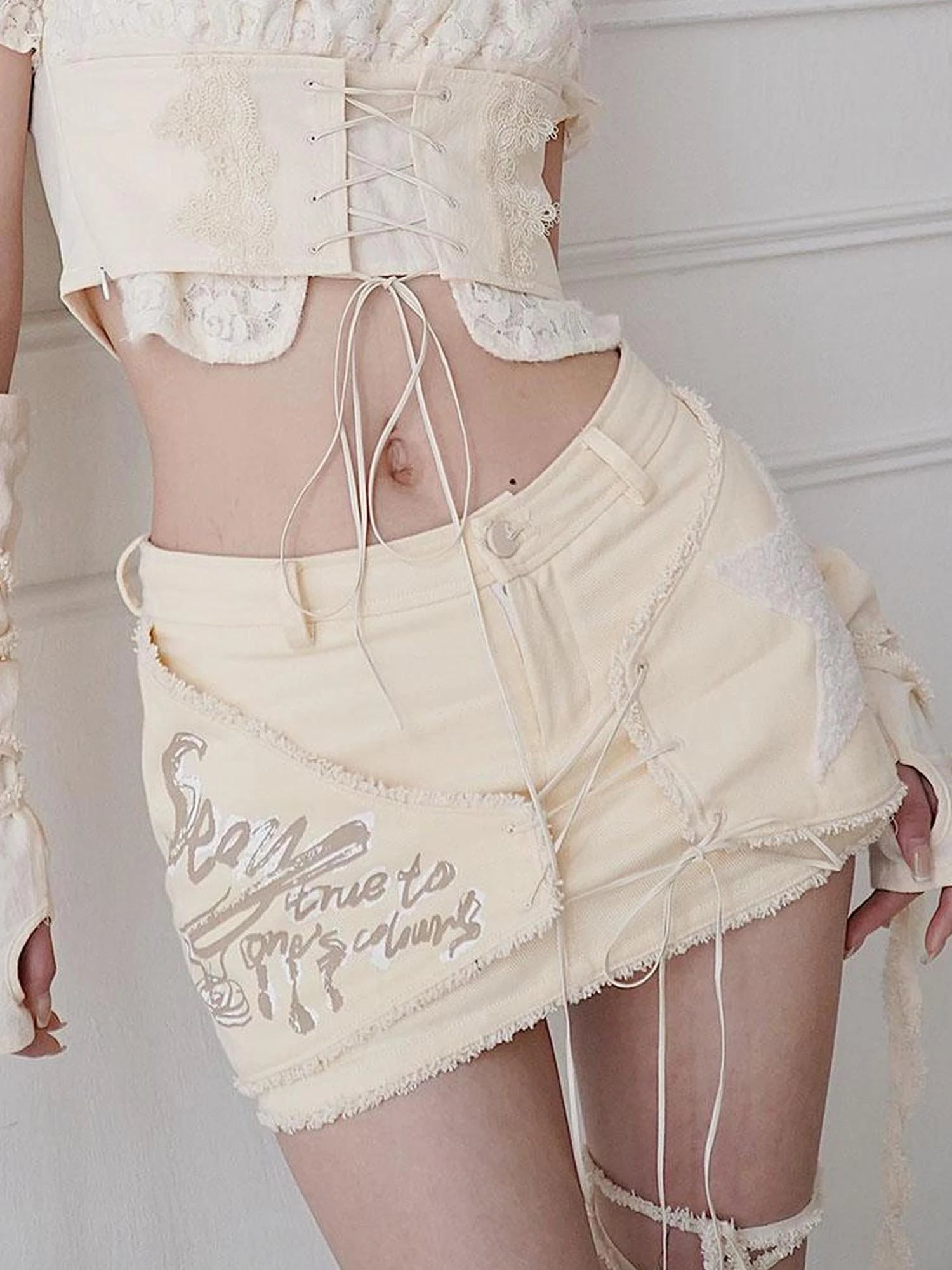 Sexy Beige Midi Culotte Skirt Wireless Design