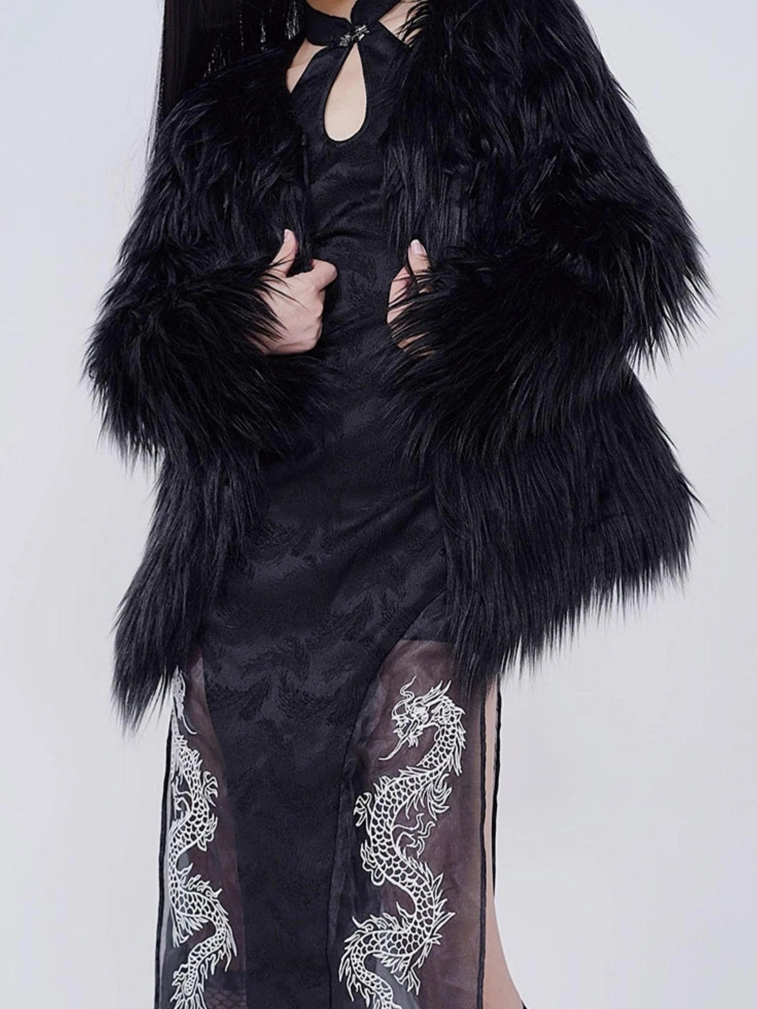 Sexy Dark Cheongsam With High Slit Industrial Edge