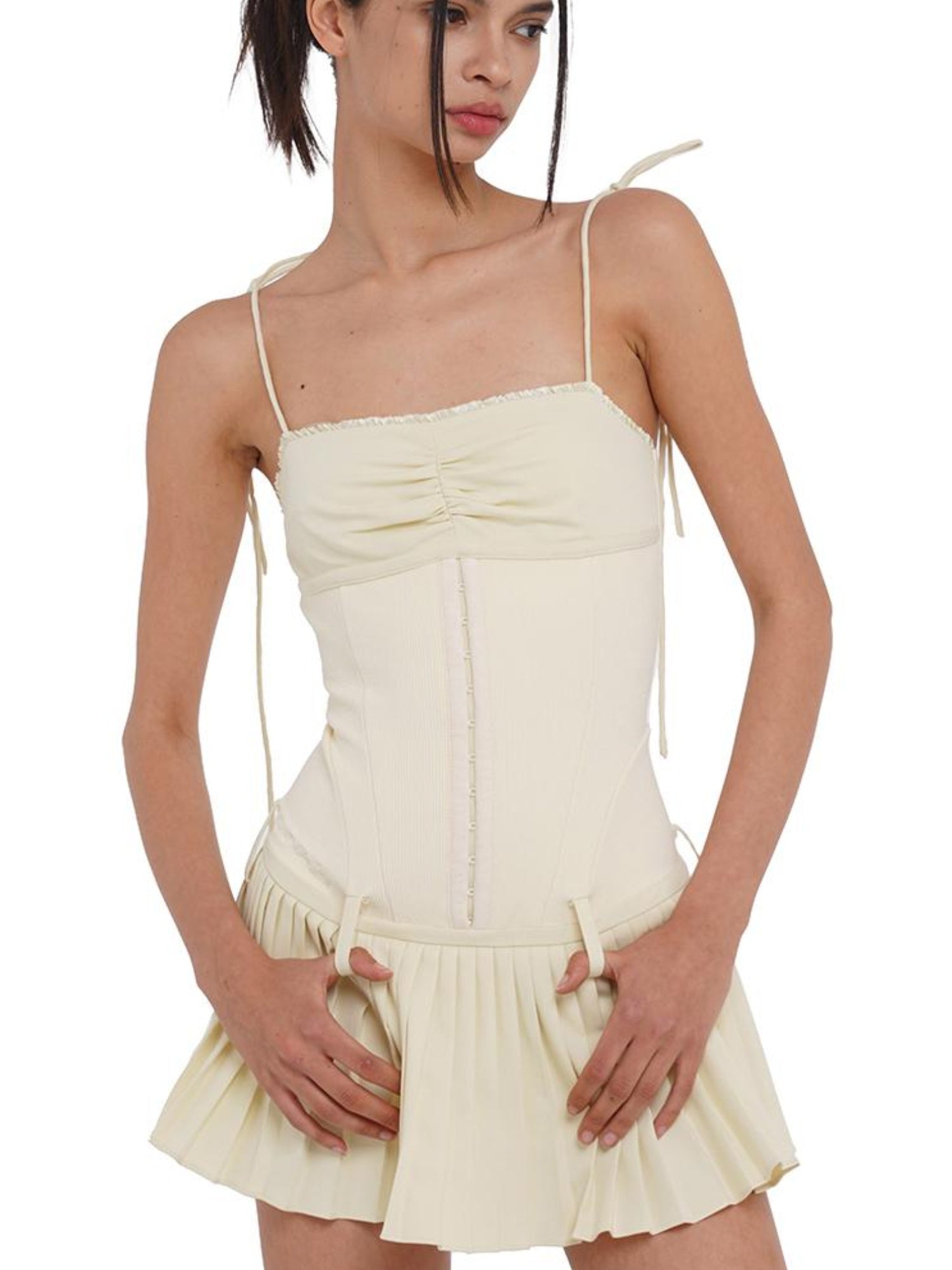 SweetChilling Sexy Mini Denim Bustier Dress With Pleats Dresses
