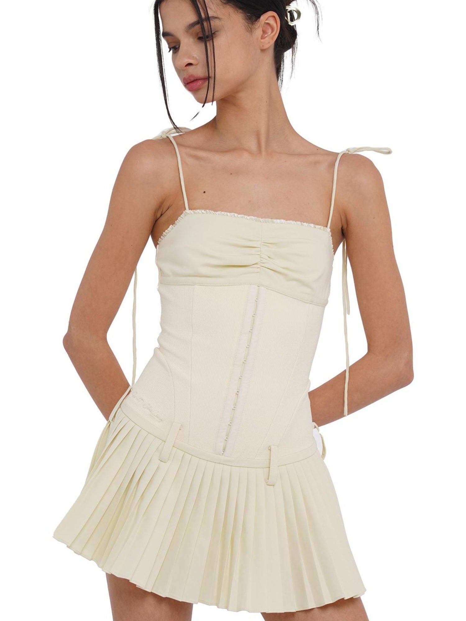 SweetChilling Sexy Mini Denim Bustier Dress With Pleats Dresses