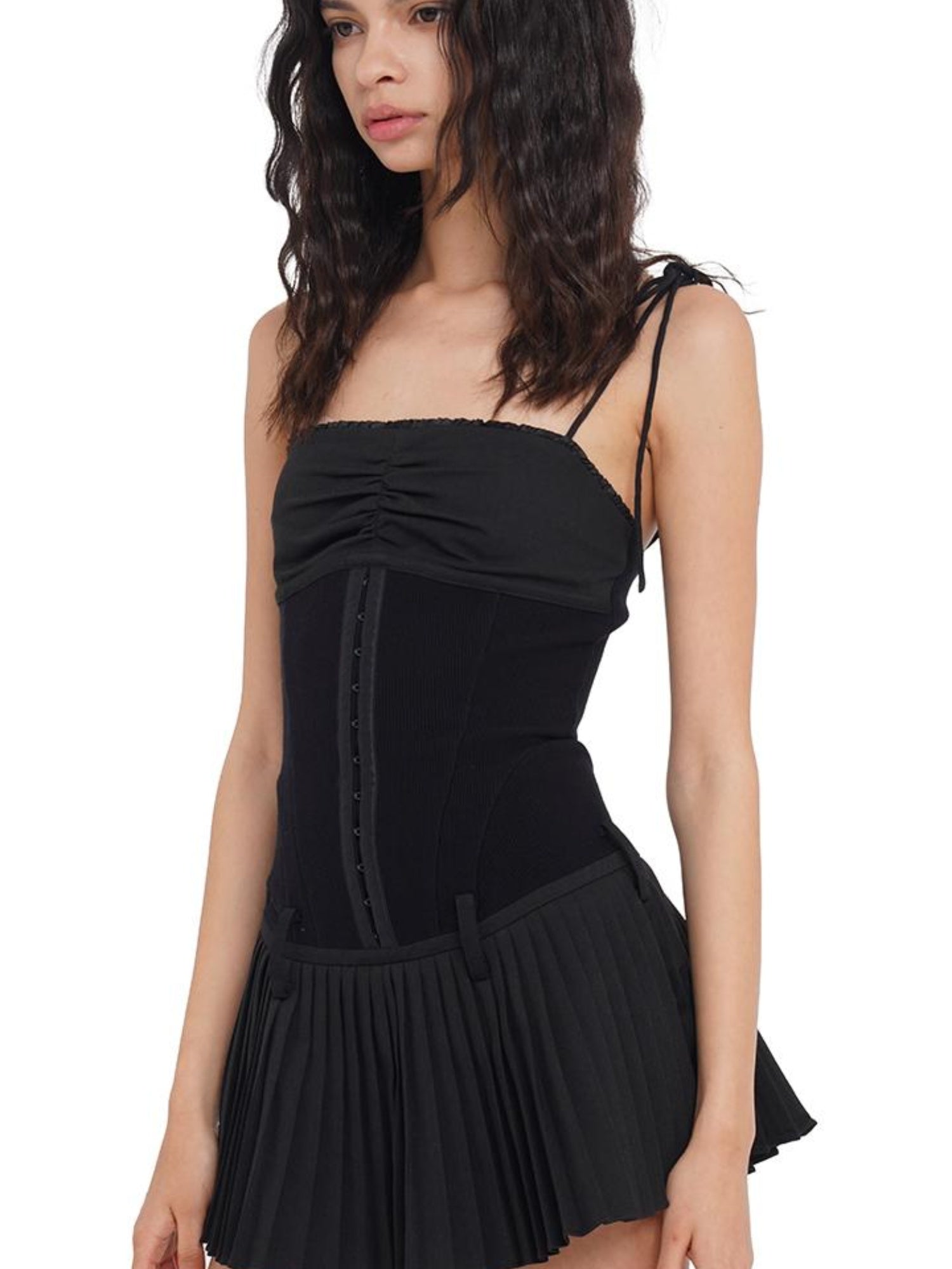 SweetChilling Sexy Mini Denim Bustier Dress With Pleats Dresses