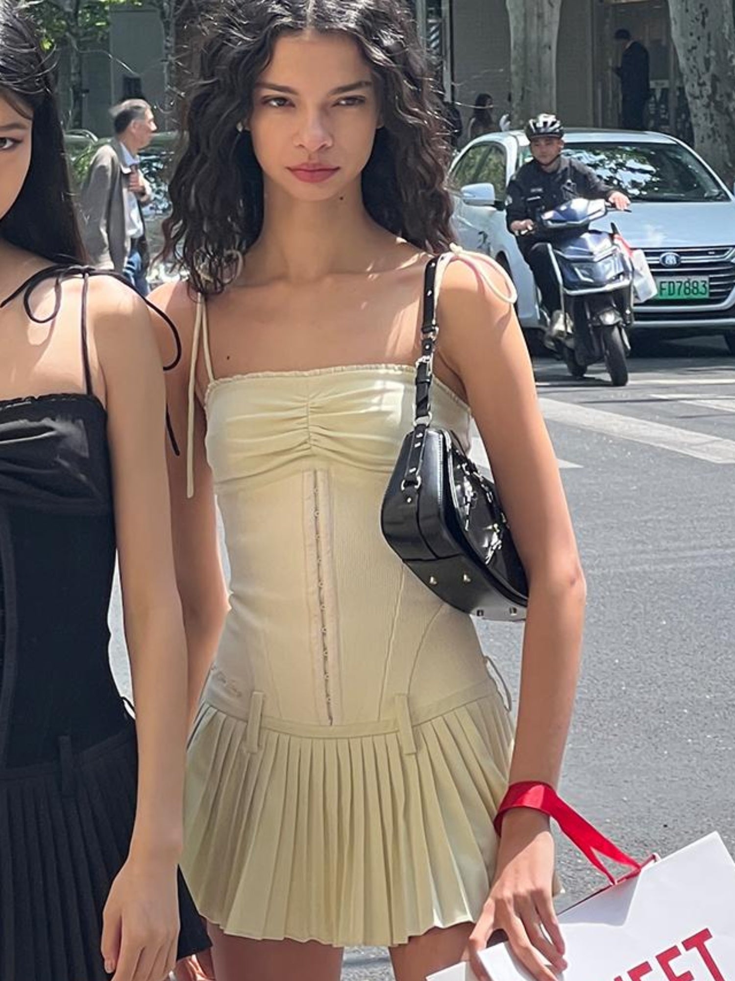 SweetChilling Sexy Mini Denim Bustier Dress With Pleats Dresses