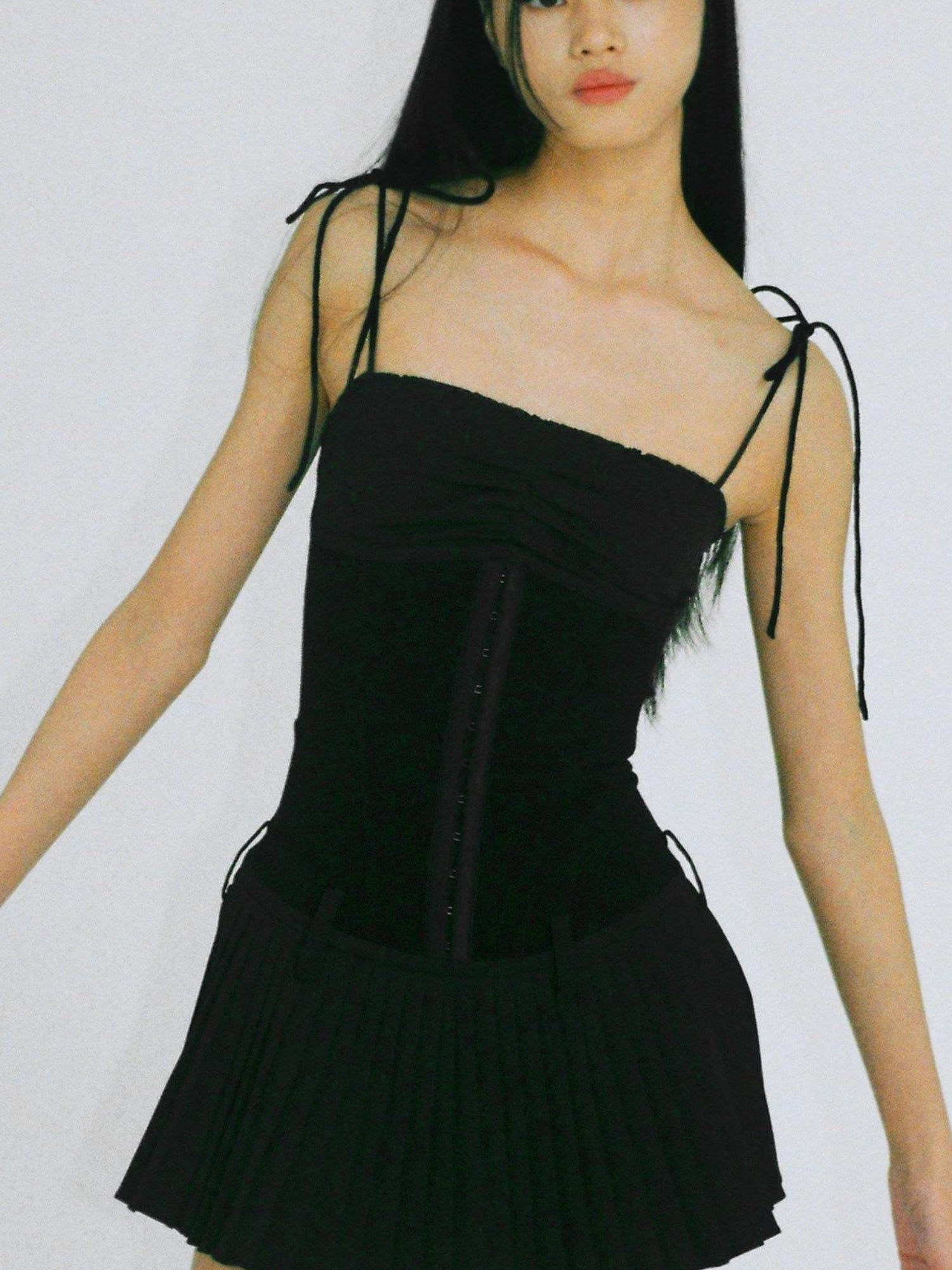 SweetChilling Sexy Mini Denim Bustier Dress With Pleats Dresses