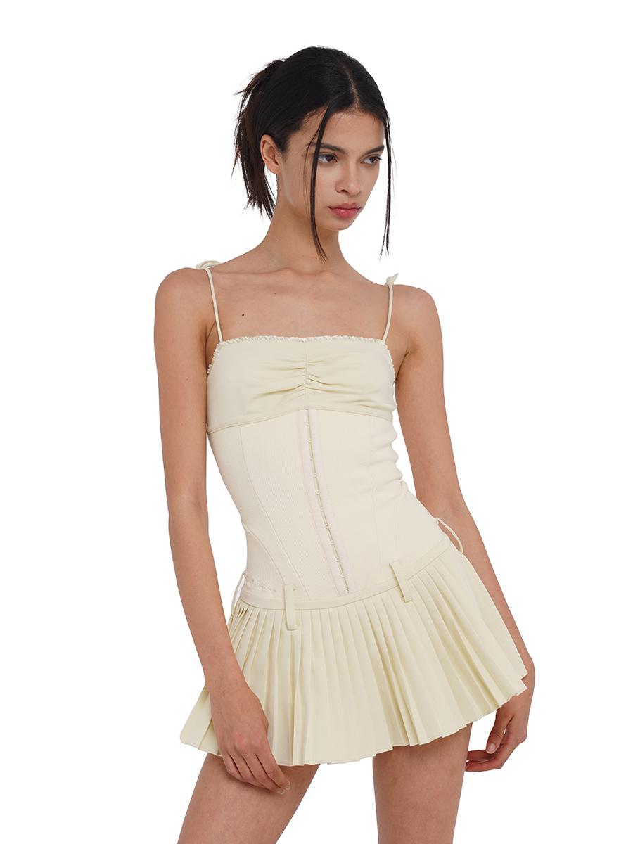 SweetChilling Sexy Mini Denim Bustier Dress With Pleats Dresses