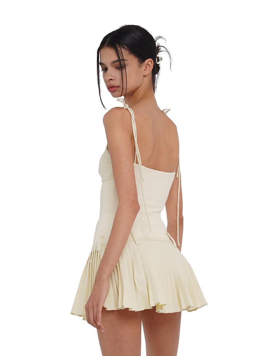 SweetChilling Sexy Mini Denim Bustier Dress With Pleats Dresses