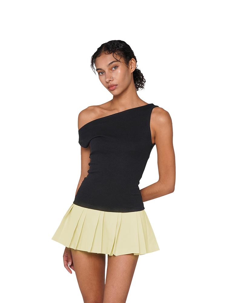 SweetChilling Sexy Sleeveless Bodycon Off-Shoulder Color-Block Knit Dress